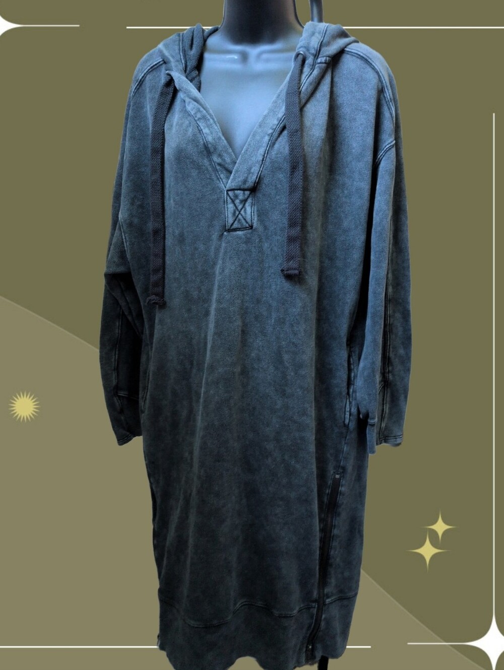 ✨ Spur Of The Moment Oversized Drawstring Longline Hoodie Sweater Dress Size XS